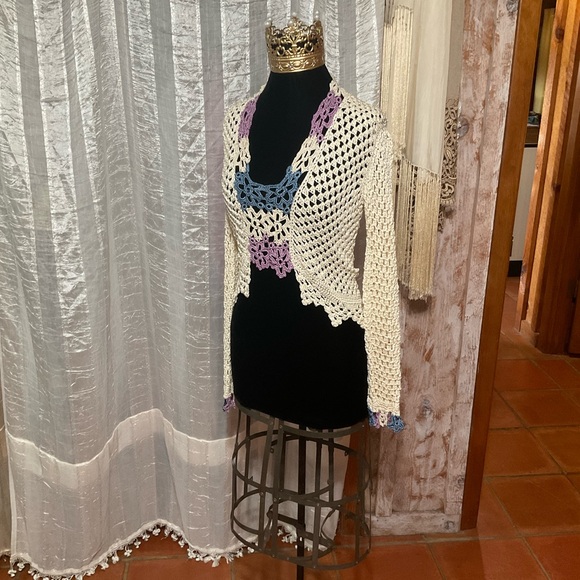 Ilka Suarez New York Crochet Cropped Sweater XS - Picture 1 of 9